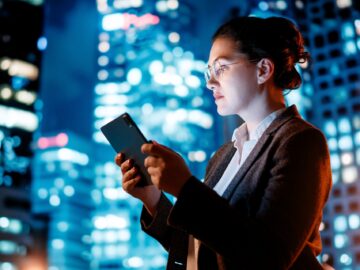 businesswoman working on tablet pc
