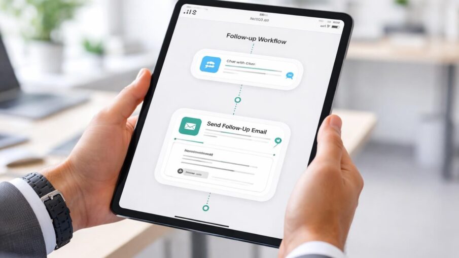 optimisez vos relances avec notre crm mobile sur ipad, intégrant un workflow fluide de l’échange à l’email pour une gestion efficace et simplifiée.