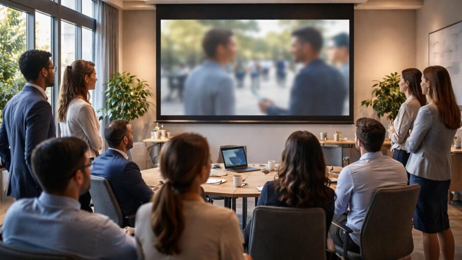 découvrez comment transformer votre cas client en un mini-film captivant grâce à notre méthode de storytelling sur écran de projection, pour une présentation impactante et mémorable.