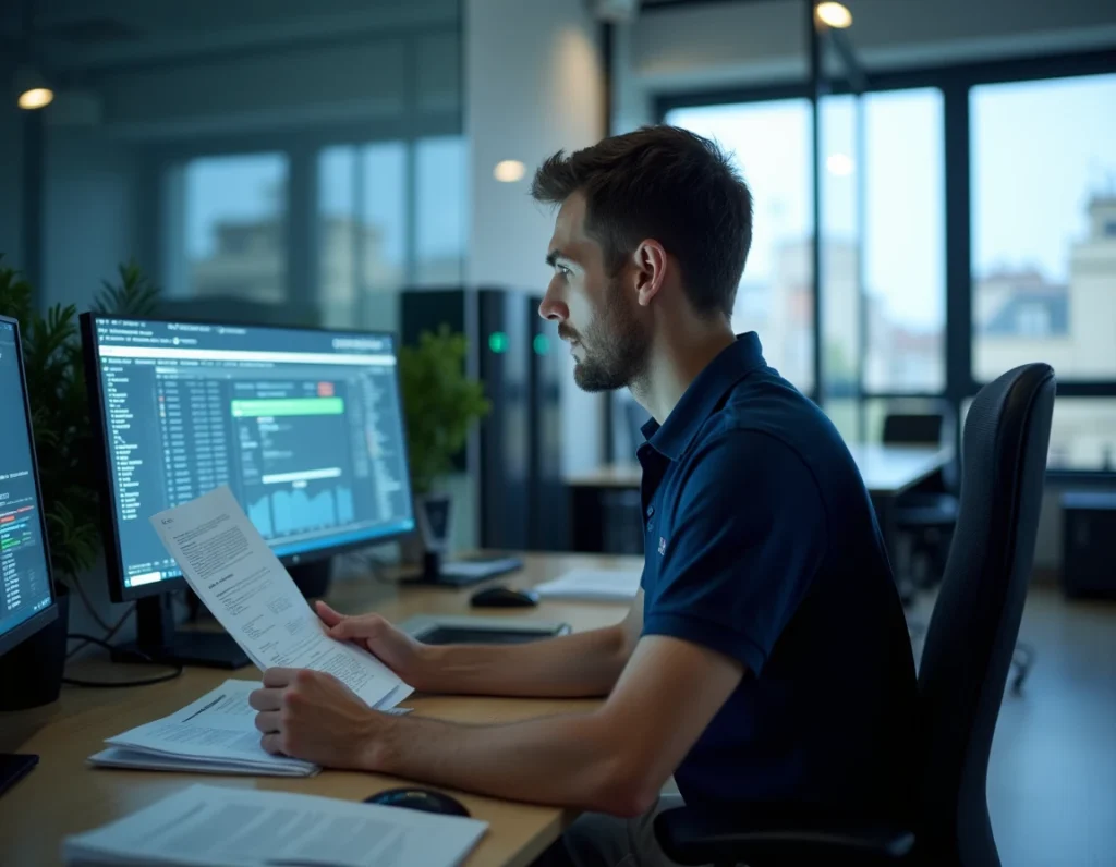 Technicien informatique d'Elycis Informatique gérant l'infogérance et les services IT depuis un bureau professionnel à Pau